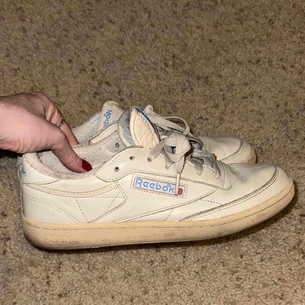 Reebok Off-White Sneakers with Blue Details